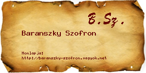 Baranszky Szofron névjegykártya
